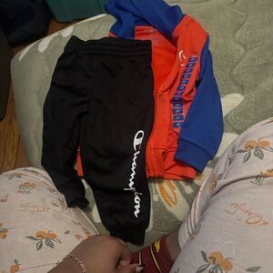 Champion Kids Black Sweat Joggers with White Script Logo